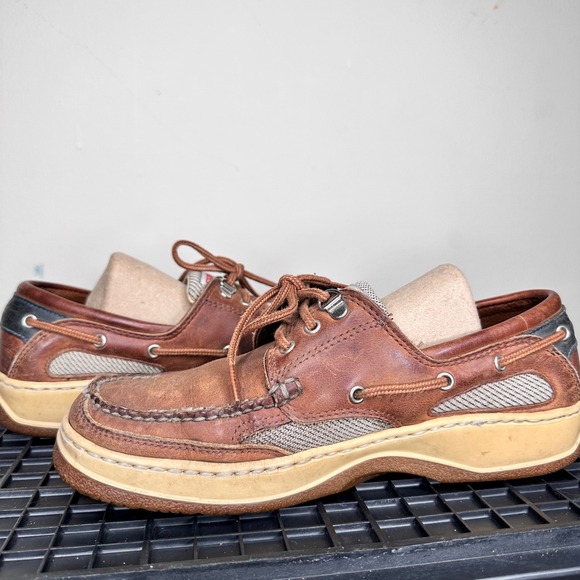Sebago Docksides Brown Leather Boat Shoes Mens Size 8M Outdoor Loafers - Picture 2 of 12
